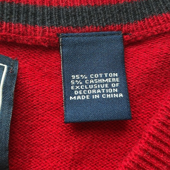 Chaps Mens Cotton & Cashmere Blend V-Neck Sweater Red Size L Soft Preppy - Picture 5 of 13